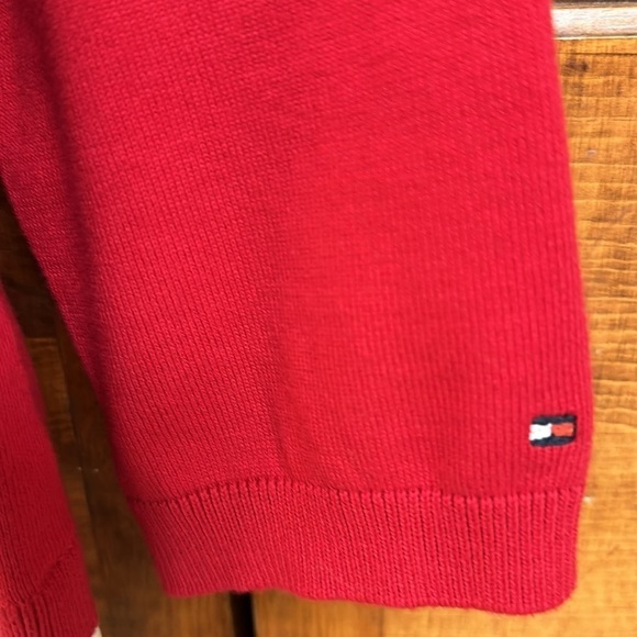 Tommy Hilfiger Solid V-Neck Two in One Red/White Sweater Blouse Large - Picture 5 of 6